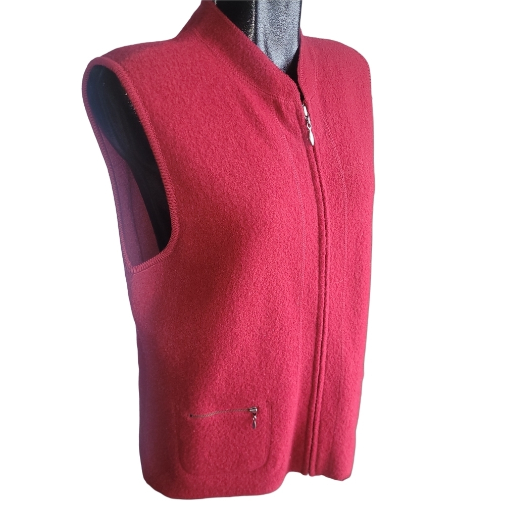 Lindor Red Sleeveless 100% Wool Zip-Up Sweater Vest Size M